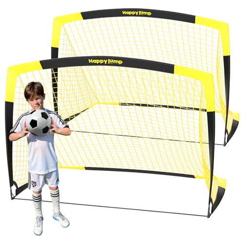 Happy Jump 7x5 FT & 5x3.6 FT Portable Soccer Goal for Youth Players Ages 6–14, Large-Frame Design Built for Long-Term Development, Easy Setup for Backyard, Park or School Training - style: 7x5 FT, 2 Set