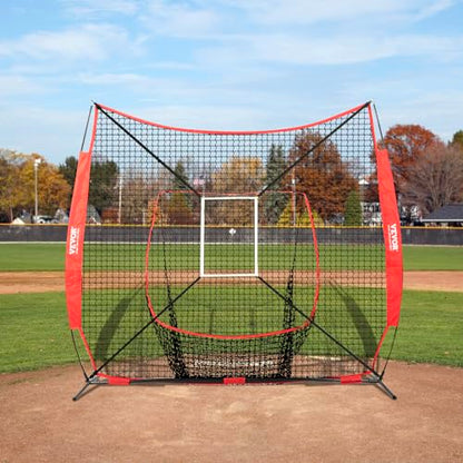 VEVOR Softball Practice Net, Portable Baseball Training Net for Hitting, Batting, Catching, Pitching - Backstop Equipment with Bow Frame, Carry Bag, Strike Zone, Batting Tee