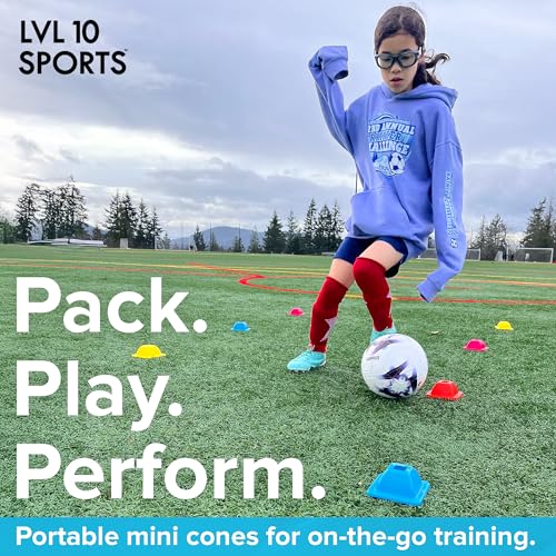 LVL10 Pro Training Cones - 2" Mini Soccer Cones for Sports Training - for Basketball, Football, Basketball and Agility Drills - Soccer Field Markers That Won't Crack, Slide or Fly
