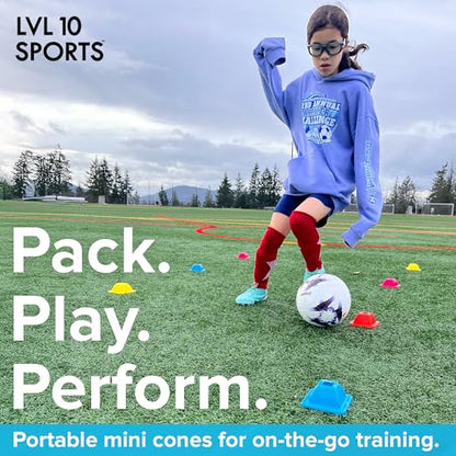 LVL10 Pro Training Cones - 2" Mini Soccer Cones for Sports Training - for Basketball, Football, Basketball and Agility Drills - Soccer Field Markers That Won't Crack, Slide or Fly