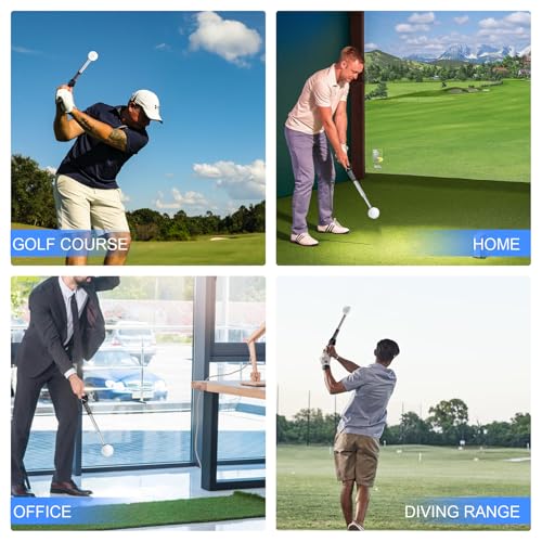 Retractable Golf Swing Trainer with 2 Alignment Sticks – Training Aid for Grip, Strength & Tempo, Swing Mechanics, Arm Band, Indoor/Outdoor Practice, Right/Left Handed