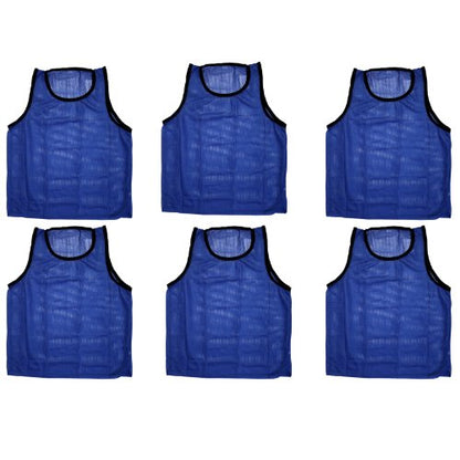 BlueDot Trading Adult & Youth Scrimmage Training Vests for Soccer, Basketball & More – Available in 1, 6, 12, 24 Packs - color: Blue, style: Youth 6 Pack