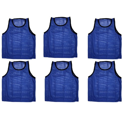 BlueDot Trading Adult & Youth Scrimmage Training Vests for Soccer, Basketball & More – Available in 1, 6, 12, 24 Packs - color: Blue, style: Youth 6 Pack