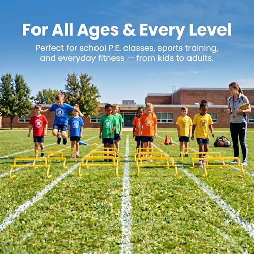 Japard 6 Pcs Agility Hurdles Speed Training Equipment, 4 Height Adjustable Setting, Soccer Training Equipment for Youth Adults