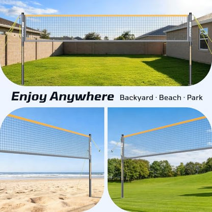 Haokelball Outdoor Badminton Net Set with Anti-Sag Winch System - 20ft Badminton Net, 4 Rackets, 4 Shuttlecocks & Carry Bag, Badminton Set for Backyard, Grass, Beach, Holiday Games - color: Gray