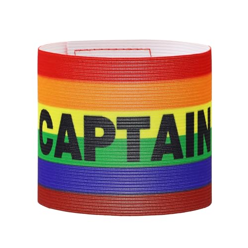 ONLYKXY Captain Armbands 9x30CM/3.54x11.81inch Adjustable Leader Armband for Soccer Basketball Volleyball School Team Competition Coach Players Wrist Arm Bands - color: Rainbow Color