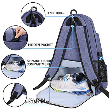 ACOSEN Tennis Bag Tennis Backpack - Large Tennis Bags for Women and Men to Hold Tennis Racket,Pickleball Paddles, Badminton Racquet, Squash Racquet,Balls and Other Accessories - color: Purple - B