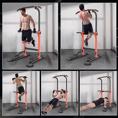 Z ZHICHI Pull Up Dip Station For Home Gym Strength Training Fitness Workout Station Chin-Ups Push-Ups Pull-Ups Dip-Ups 330LBS T055CDC - color: orange