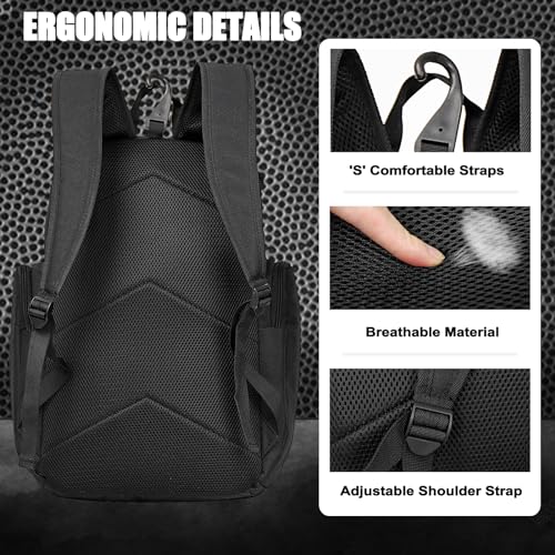 LARIPOP Basketball Backpack with Ball & Ventilated Shoe Compartment Insulated Pockets for Men Youth Training - color: black