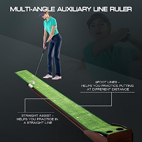 Putting Green Putting matt for Indoors Golf Putting Mat - Indoor Putting with Ball. Putting matt for Golf Practice, Portable and Easy to Clean. Great Gift