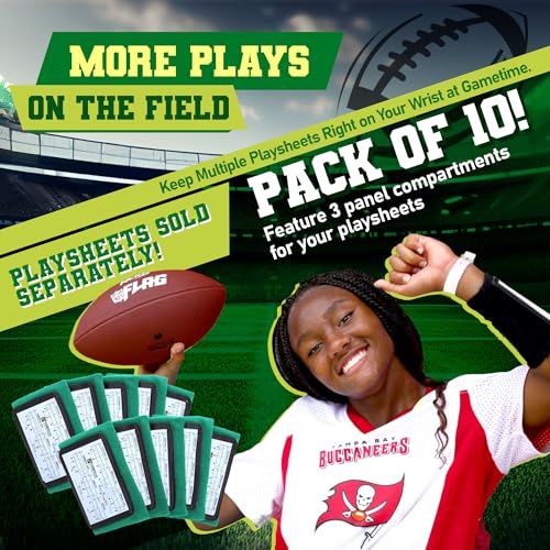 Football Play Wristbands - Youth Quarterback Gear - Wristband Playbook for Football and Softball Signs - color: Green