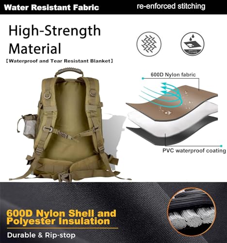 Miramrax Tactical Backpack Military Hiking Daypack - Molle Backpack for Men 3 Day Assault Pack Bug Out Bag for Camping Travel Army Hunting Gym Rucksack Survival (Coyote) - color: Coyote