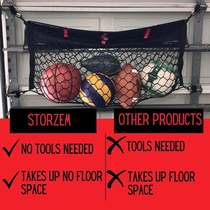 Garage Door Storage Net- Truck Accessories - Truck Bed Organizer- Toy/Sports/Fishing/Equipment Storage- Cargo Netting Hidden Storage