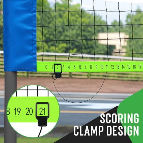 Outdoor Baminton Net Set for Backyard, Beach, Family Games with 20 * 3ft Anti-sag Net, 4 Aluminum Badminton Rackets, 3 Shuttlecocks, Carring Bag - Easy Set Up & Portable - color: Blue