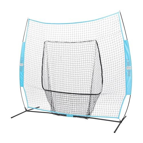 Bownet Big Mouth Replacement Net – Heavy Duty Baseball & Softball Practice Net, Fits Original Frame, Batting & Pitching Training Net - color: Columbia Blue, size: 7' x 7'