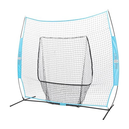 Bownet Big Mouth Replacement Net – Heavy Duty Baseball & Softball Practice Net, Fits Original Frame, Batting & Pitching Training Net - color: Columbia Blue, size: 7' x 7'
