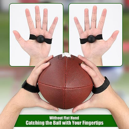 TOBWOLF 4PCS American Football Catching Trainer Band, Rugby Football Catching Receiver Trainers, Football Receiving Training, Volleyball Catching Training Hand Strap Beginner Practice Fingertip