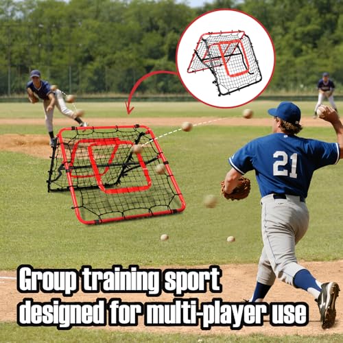 Storgem Baseball Softball Rebounder Net, Pitch Back Rebound Net,Soccer Rebound Net, Fielding Rebounder,Double Sided Adjustable Multi-Sports Pitching Rebound Net for Throwing Practice