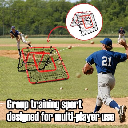 Storgem Baseball Softball Rebounder Net, Pitch Back Rebound Net,Soccer Rebound Net, Fielding Rebounder,Double Sided Adjustable Multi-Sports Pitching Rebound Net for Throwing Practice