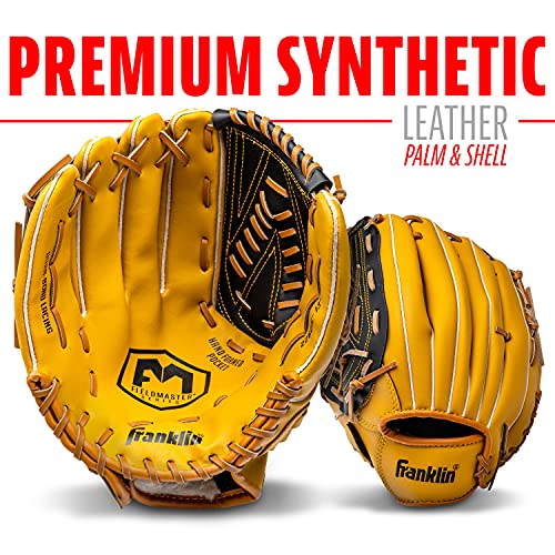 Franklin Sports Field Master Baseball + Softball Glove - Field Master Adult + Youth Baseball + Softball Mitt - Men's + Women's Gloves - Right Hand Throw - color: Tan, style: 13" - Basket "V" Web