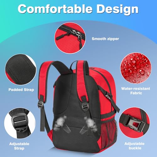Basketball Bag Backpack with Ball & Shoes Compartment for Soccer Ball Volleyball Football, Large Sports Bag Backpack - color: Red