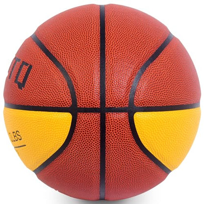 KUYOTQ 3LBS/3.3LBS/2.2LBS Weighted Heavy Training Basketball 29.5/28.5" in and Outdoor Improving Handling Dribbling Passing Rebounding Skill Composite Size 7/6 Weighted Training Basketball Equipment - color: Brown+Yellow, size: Size 6 Women & Youth - 28.5
