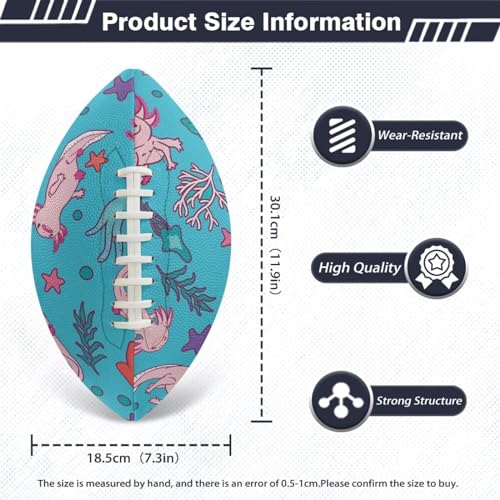 SYtrade Recreational Football Game Footballs PU Composite Leather Footballs for Training Indoor Outdoor - color: Axolotl Starfish Blue