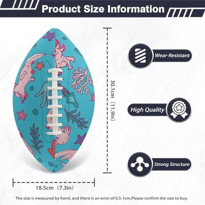 SYtrade Recreational Football Game Footballs PU Composite Leather Footballs for Training Indoor Outdoor - color: Axolotl Starfish Blue