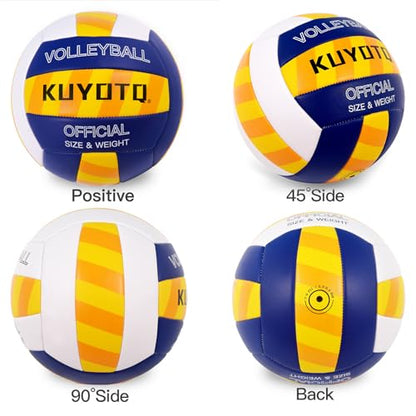 KUYOTQ Striped Outdoor Beach Volleyball, 3MM Thickened Surface Soft Leather Volleyball for Youth Mens,Beach Play,Game, in&Outdoor Training (Official Size,Deflated)
