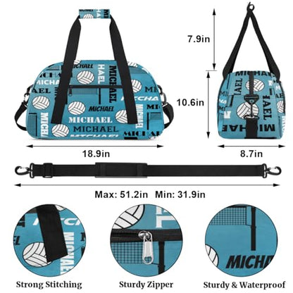 Custom Volleyball Gym Bag Duffel Bag for Women Men, Personalized Name Sport Bag Overnight Bags Customized Travel Weekender Bag, Dark Blue - color: Dark Blue