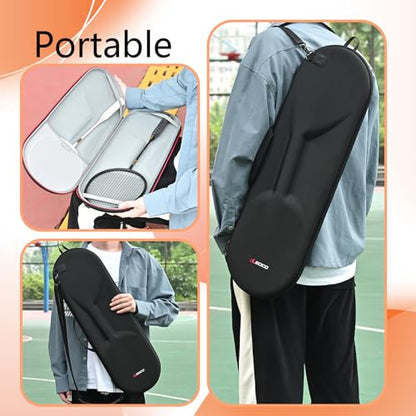 RLSOCO Portable Badminton Racket Case, Single Shoulder Racket Bag for 2 Yonex/Kawasaki/Champion/Senston Racquet and balls | Compact Design with YKK Zipper & Scratch Protection (Case Only)