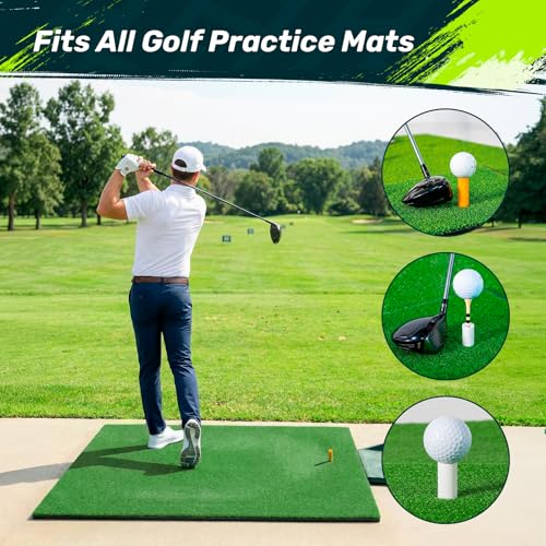 SAPLIZE 51/45/6 Pcs Rubber Golf Tees for Mats, Golf Mat Tee Set for Driving Range & Simulator, Durable Unbreakable Rubber Tees, 11 Rubber Tees + 40 Bamboo Golf Tees (2-3/4'' & 3-1/4'', 20 Each) - color: (White, 5pcs) & 40pcs bamboo tees