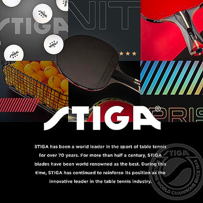 STIGA Pro Carbon + Raptor Performance-Level Table Tennis Rackets with Carbon Technology for Tournament Play - 7-ply Blade with Flared Handles - 2mm Sponge for Enhanced Control and Speed