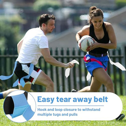 Flag Football Belts, 14 Player Flag Football Set with 42 Flags for Adults Youth Kids, Sports Training Competition - color: Blue & White, 14 Player, 42 Flags