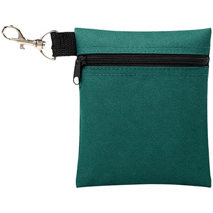 Golf Tee Pouch, 5.62 X 6.87 Inch Professional Zipper Golf Tee/Ball Pouch Bag with Metal Lobster Claw Clip - color: HUNTER GREEN