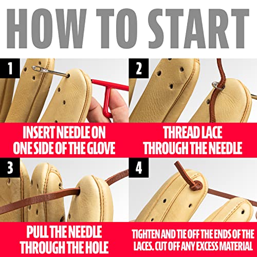 Franklin Sports Glove Lacing Repair Kit - Dr. Glove Baseball + Softball Glove Leather Laces + Relacing Needle - Laces for Fielder + Catcher's Mitts - size: 48"
