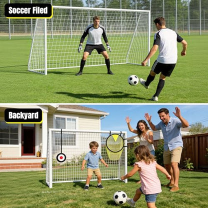 Soccer Goal for Backyard - 12×6/8×6/6×4 FT, Training and Tournament Size Metal Frame Soccer Net with Target Net, Shooting Target & 12 Training Cones for Kids Teens Adults Easy Assembly - size: 6x4 ft
