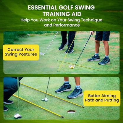 FINGER TEN Golf Alignment Sticks Rods Swing Trainer Tools 43 Inch 2 Or 3 Pack, Fits in Golf Bag Tour Stickers Practice Training Aid - color: 3 Pack Faint Yellow