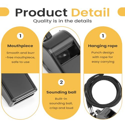 2 Sports Whistles with Lanyard, Loud Crisp Sound Whistle Ideal for Coaches, Referees, Officials,Outdoor Enthusiasts, and Family Emergencies.