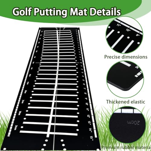 Golf Putting Mat,Putting Matt for Indoors Golf Putting Practice,Perfect Golf Alignment Track Putting Aid for Putter Training,Golf Putting Mat Practice in Office,Patio,Home and Yard