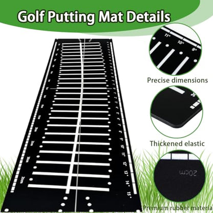 Golf Putting Mat,Putting Matt for Indoors Golf Putting Practice,Perfect Golf Alignment Track Putting Aid for Putter Training,Golf Putting Mat Practice in Office,Patio,Home and Yard