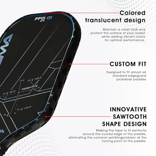 PICKLETECH Pickleball Paddle Protection Tape - Paddle Head Edge Guard - Racket Edge Protection Tape -Fit Perfectly Curved Edge -No Wrinkling - color: Black Grid, size: Width 20mm