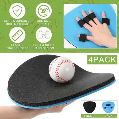 Leyndo 8 Pcs Baseball Training Glove Foam Fielding Trainer Pancake Glove with Foam Baseballs Practice Baseballs for Quick Hands Batting Infield Training Practice Two Hands - color: Blue