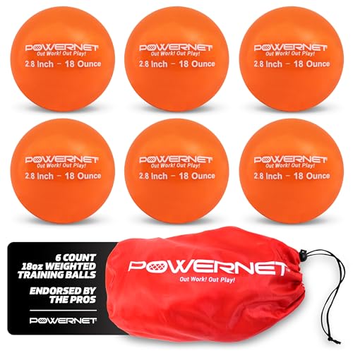 PowerNet Weighted Baseballs for Hitting Training, Baseball Training Equipment for Throwing & Batting, Build Muscle & Strength, 6 Balls 2.8" 12-20 oz - color: 18 Oz - Orange