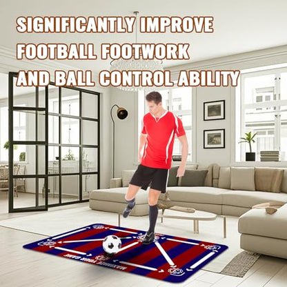 Soccer Training Equipment,Soccer Training Mat Improve Strength,Agility and Coordination,Anti-Slip Silent Absorption Soccer Footwork Training Mat,Soccer Trainer for Indoor/Outdoor Drills - style: Professional Set 47*31 IN - D
