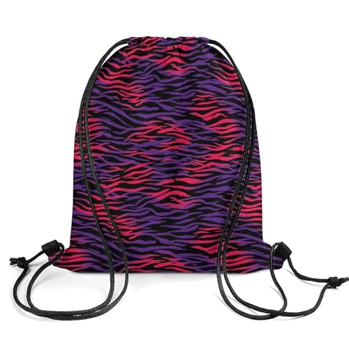 Sports Drawstring Sackpack Lightweight Backpack Waterproof for Training Gym Yoga Beach Men Women String Bag, Tiger Print Clipart Wall Bags - color: Picture (380)