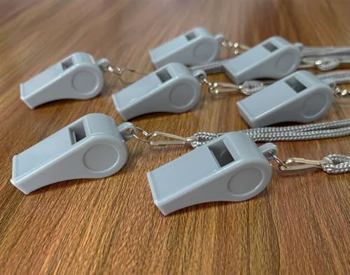 20 Pcs Plastic Loud Whistles with Lanyard for Referee Coaches Basketball Football Sports Training Game Event Lifeguard Survival Emergency Fun School Kids Tool Set Suppliers - color: Grey