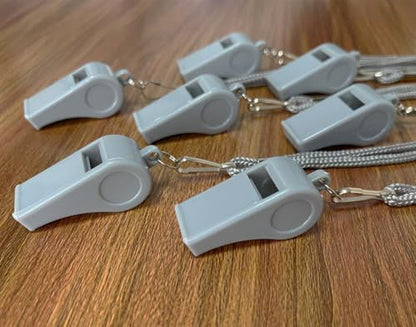 20 Pcs Plastic Loud Whistles with Lanyard for Referee Coaches Basketball Football Sports Training Game Event Lifeguard Survival Emergency Fun School Kids Tool Set Suppliers - color: Grey