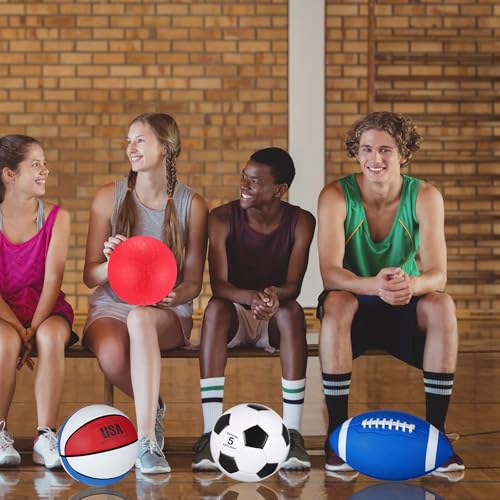 Deekin 12 Pcs Assorted Sport Ball Set for Youth Adult Official Size Basketball Football Volleyball Soccer Baseball Playground Ball with Bag and Pump Gifts
