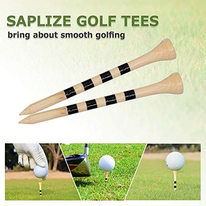 SAPLIZE Bamboo Golf Tees Pack of 100 or 150, Four Size Options (3-1/4", 2-3/4", 2-1/8", 1-1/2"), Stable and Reliable Golf Tees, Available in Natural Color